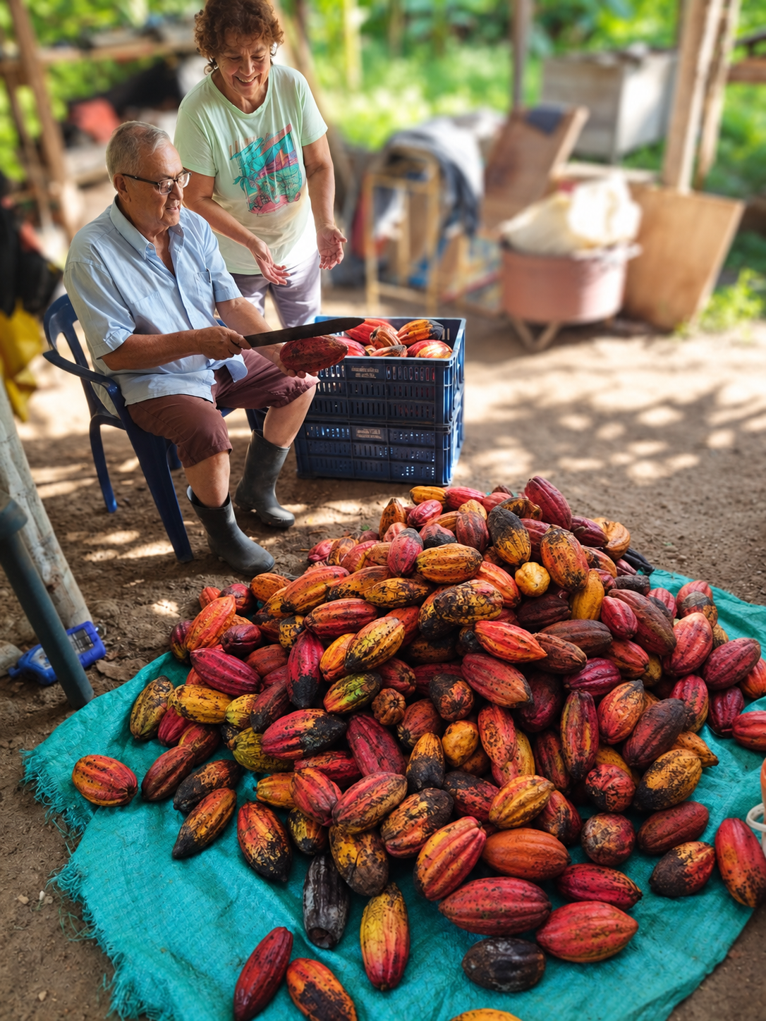 Our family with Colombian cacao in Acacías, Meta